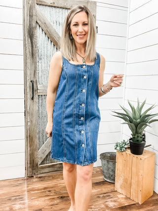 Blossom Denim Dress Happy Hour - Allure Boutique WY