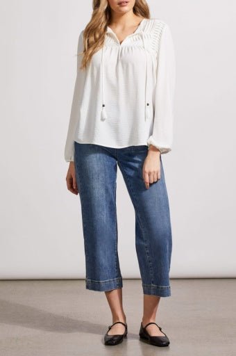 Blouse with Pleated Yoke - Allure Boutique WY