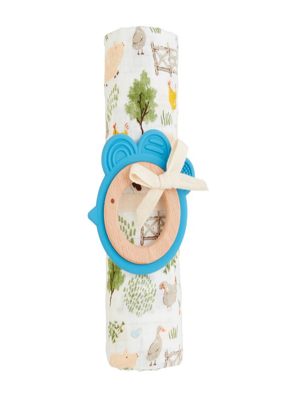 Blue Farm Swaddle & Teether Set - Allure Boutique WY