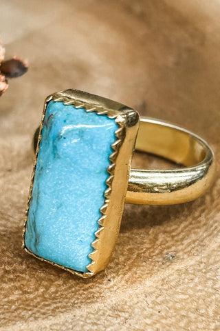 Blue Suede Adjustable Rectangle Ring - Allure Boutique WY