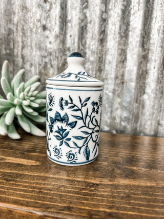 Blue + White Patterned Apothecary Jar - Allure Boutique WY