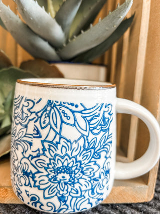 Blue & White Stoneware Mug - Allure Boutique WY