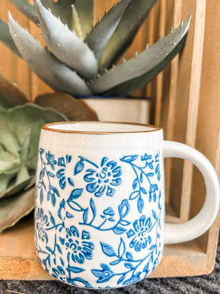 Blue & White Stoneware Mug - Allure Boutique WY