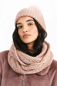 Blush Pink Knitted Hat & Scarf Set - Allure Boutique WY