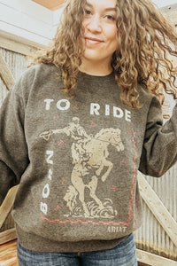 Born To Ride Oversized Crew Sweatshirt - Allure Boutique WY