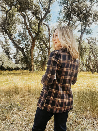 Boyfriend Blazer Navy Plaid - Allure Boutique WY