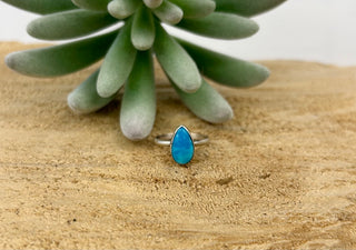 Turquoise Teardrop Ring 7.5