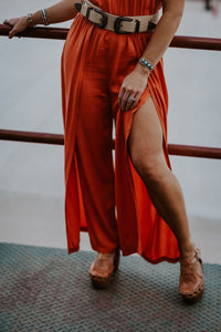 Brick Red Halter Neck Jumpsuit - Allure Boutique WY