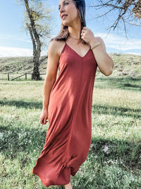 Brick V-Neck Modal Maxi Dress - Allure Boutique WY