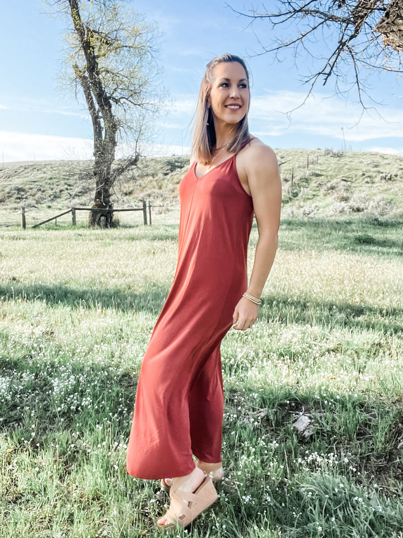 Brick V-Neck Modal Maxi Dress - Allure Boutique WY