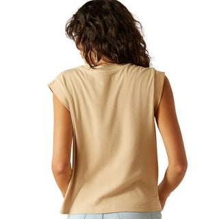 Britney Suede Muscle T-Shirt Irish Cream - Allure Boutique WY
