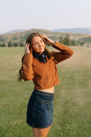 Brown Corduroy Collared Popover - Allure Boutique WY