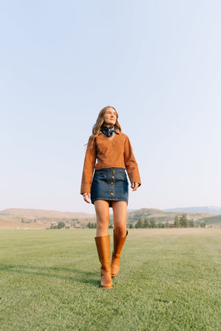 Brown Corduroy Collared Popover - Allure Boutique WY
