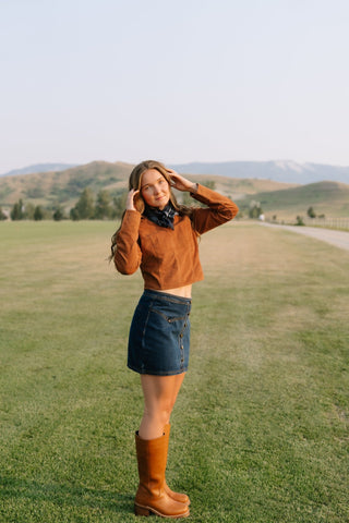 Brown Corduroy Collared Popover - Allure Boutique WY