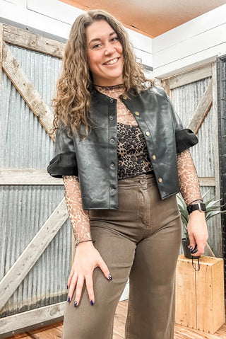 Brown Leopard Print Mesh Top - Allure Boutique WY