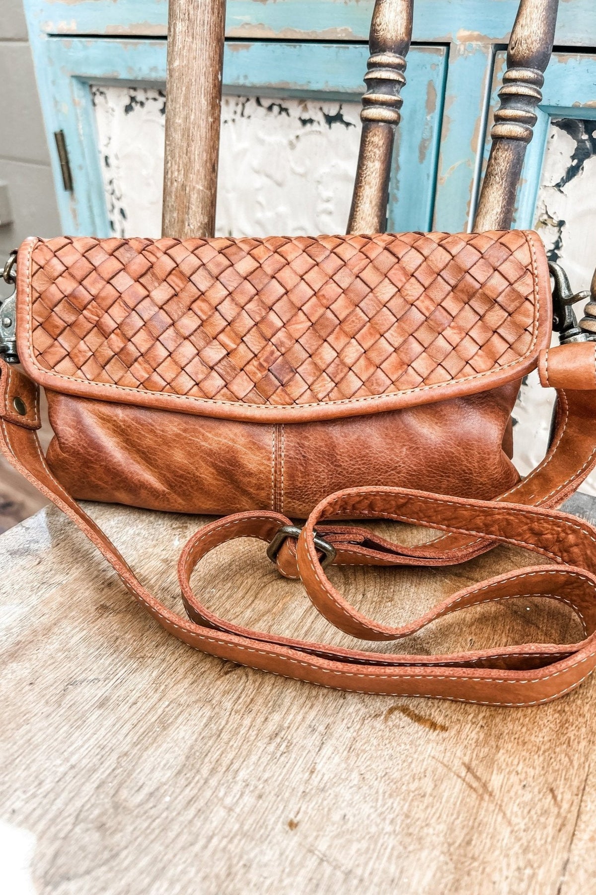 Brown Oiled Leather Envelope Crossbody - Allure Boutique WY