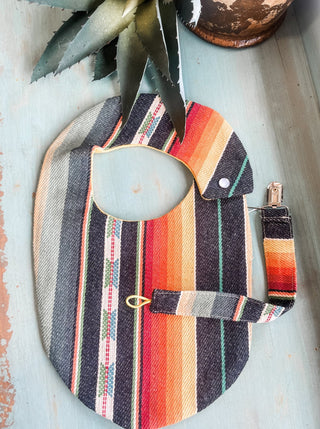 Brown Serape Bib + Pacifier Clip Set - Allure Boutique WY