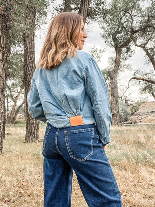Bubble Denim Jacket + Back Pleats - Allure Boutique WY