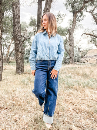 Bubble Denim Jacket + Back Pleats - Allure Boutique WY
