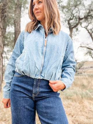 Bubble Denim Jacket + Back Pleats - Allure Boutique WY