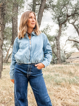 Bubble Denim Jacket + Back Pleats - Allure Boutique WY