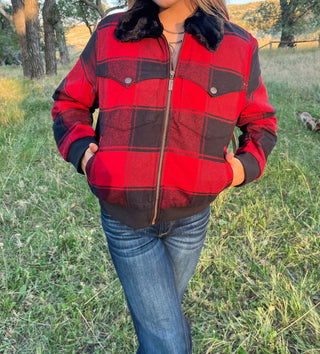 Buffalo Plaid Bomber Jacket - Allure Boutique WY
