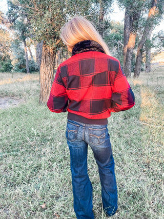 Buffalo Plaid Bomber Jacket - Allure Boutique WY