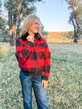 Buffalo Plaid Bomber Jacket - Allure Boutique WY