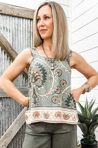 Button Back Cami Mezzo Sage - Allure Boutique WY