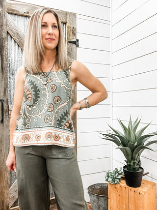 Button Back Cami Mezzo Sage - Allure Boutique WY