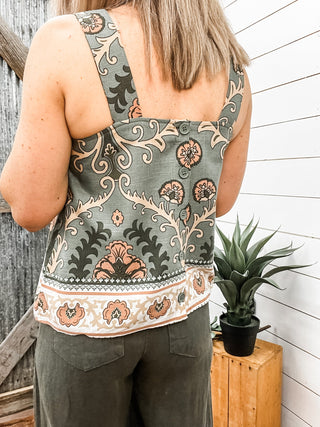 Button Back Cami Mezzo Sage - Allure Boutique WY