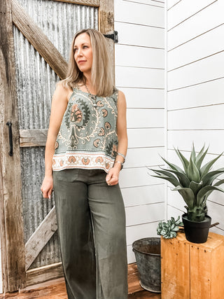 Button Back Cami Mezzo Sage - Allure Boutique WY