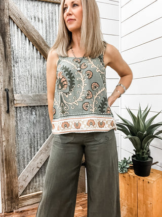 Button Back Cami Mezzo Sage - Allure Boutique WY