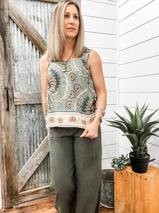 Button Back Cami Mezzo Sage - Allure Boutique WY
