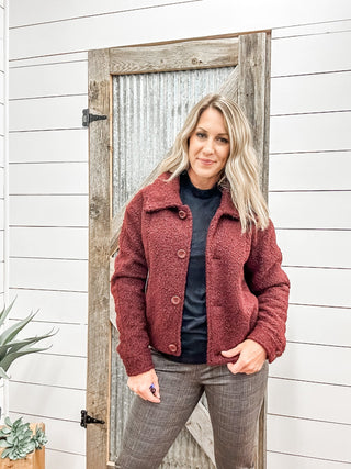 Button Down Boucle Jacket - Allure Boutique WY
