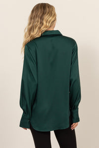 Button Down Satin Blouse - Allure Boutique WY