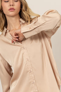 Button Down Satin Blouse - Allure Boutique WY