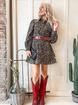 Button Front Leopard Print Dress - Allure Boutique WY