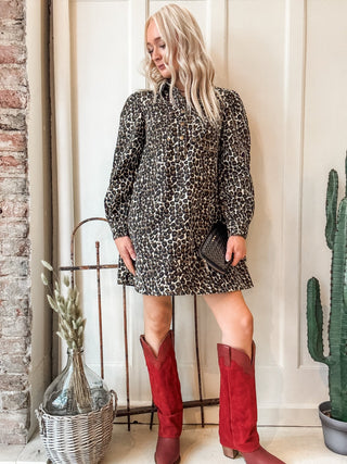 Button Front Leopard Print Dress - Allure Boutique WY