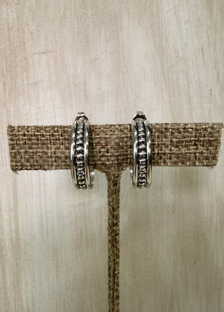 Sterling Silver Beaded Hoop Earring