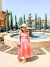 Neon Coral Tiered Maxi Dress