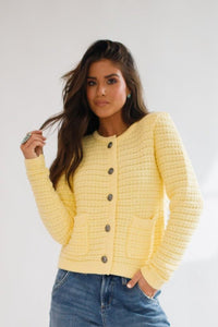 Cambria Old Money Cardigan Pale Banana - Allure Boutique WY