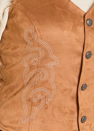 Camel Embroidered Microsuede Vest - Allure Boutique WY
