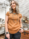 Camel Mock Neck Sleeveless Sweater - Allure Boutique WY