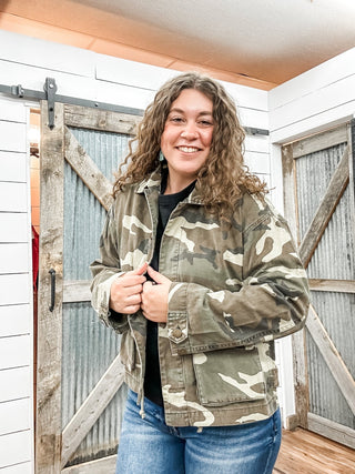 Camoflauge Printed Utility Jacket - Allure Boutique WY