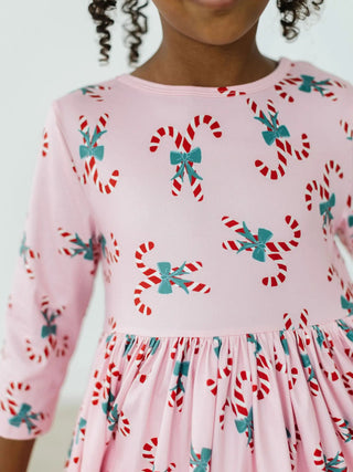 Candy Cane 3/4 Sleeve Twirl Dress - Allure Boutique WY