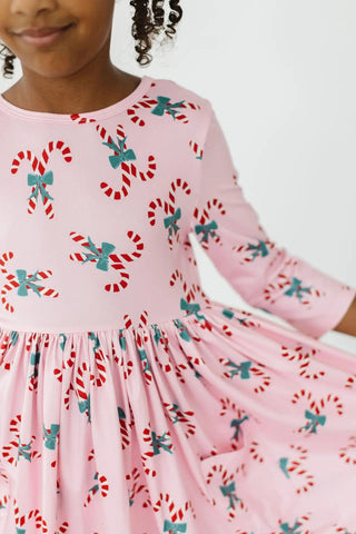 Candy Cane 3/4 Sleeve Twirl Dress - Allure Boutique WY