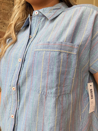 Cap Sleeve Button Down Blouse - Allure Boutique WY