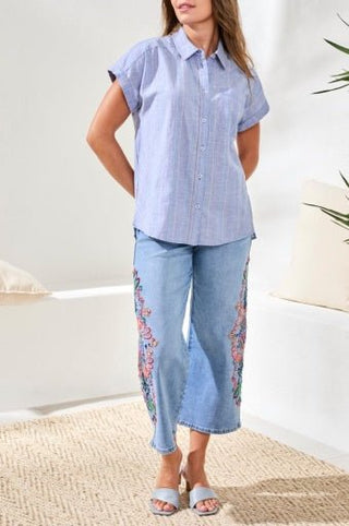 Cap Sleeve Button Down Blouse - Allure Boutique WY