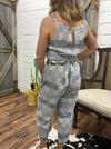 Chambray Jumpsuit with Front Tie & Pockets